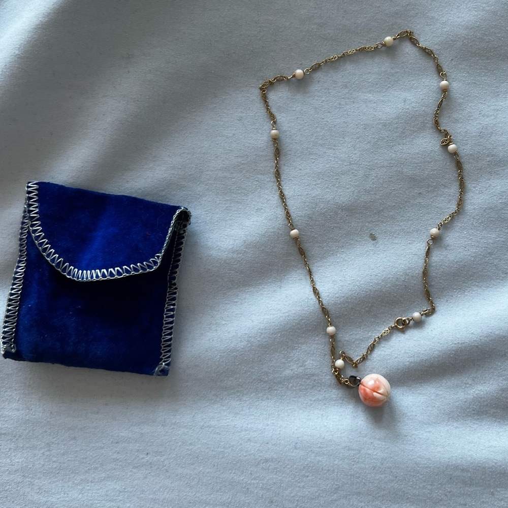 REAL Coral Necklace with 14K Gold Chain NEVER WORN